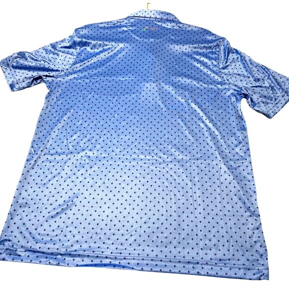Greg Norman Mens Medium Blue Polka Dot Polo Shirt With Moisture-Wicking & UPF 30 - Picture 4 of 5